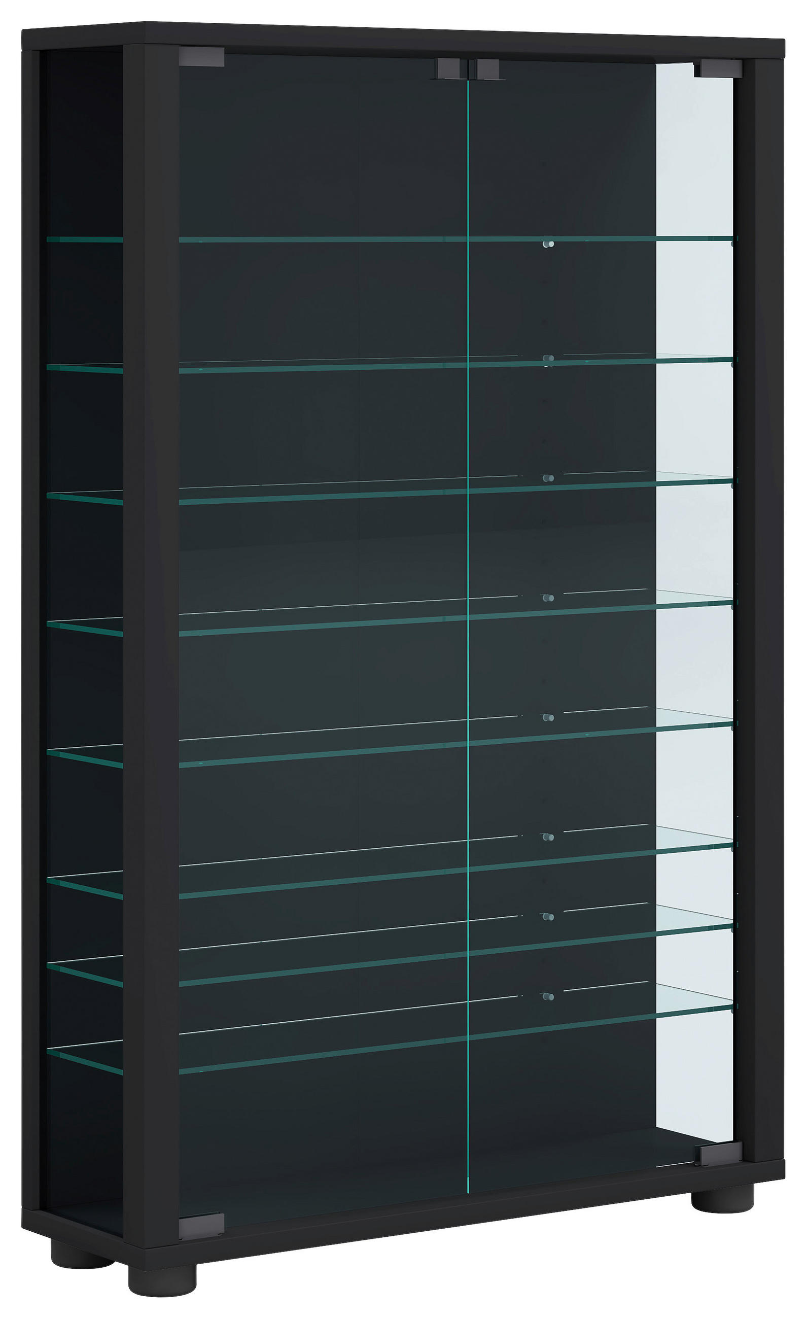 VITRINE Lumo in Schwarz  - Transparent/Schwarz, Design, Glas/Holzwerkstoff (59/90/18cm) - MID.YOU