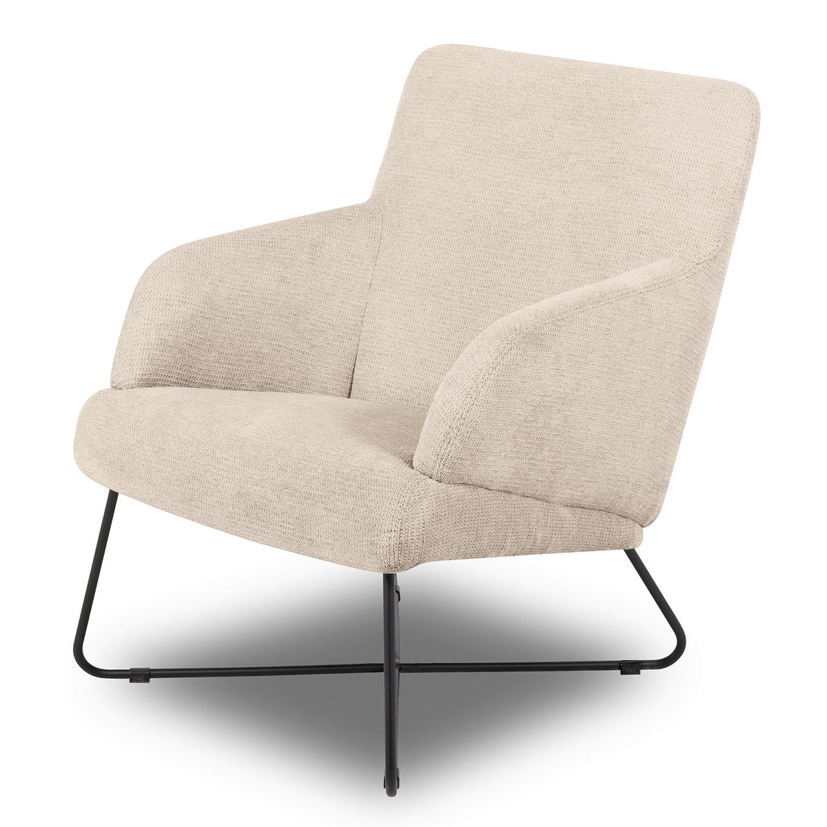 SESSEL Chenille Beige  - Beige/Schwarz, Design, Textil/Metall (67/87/74cm) - Livetastic