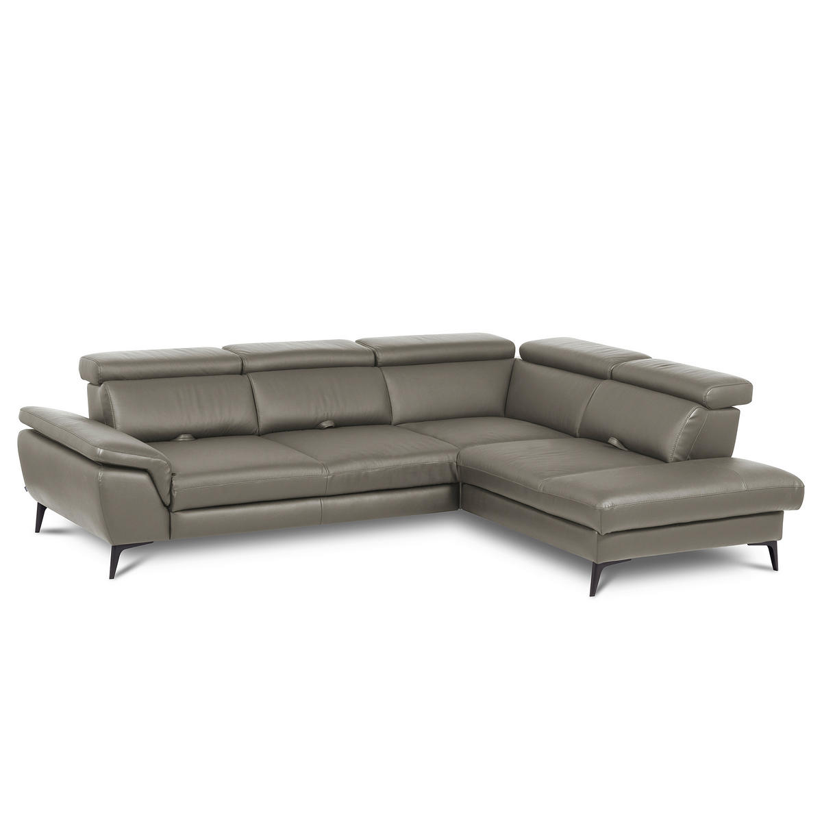ECKSOFA  in Lederlook Echtleder Schlammfarben  274/220 cm  - Schlammfarben/Schwarz, Design, Leder/Textil (274/220cm) - Livetastic