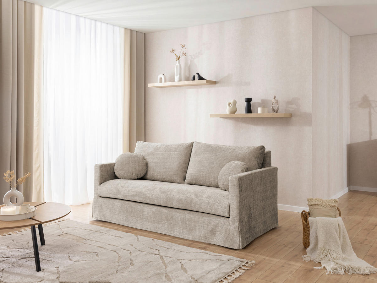 3-SITZER-BEZUG - Beige, Design, Textil (195/89/95cm) - P & B