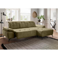 ECKSOFA Cord Olivgrün  - Schwarz/Olivgrün, Modern, Textil/Metall (280/180cm) - Livetastic