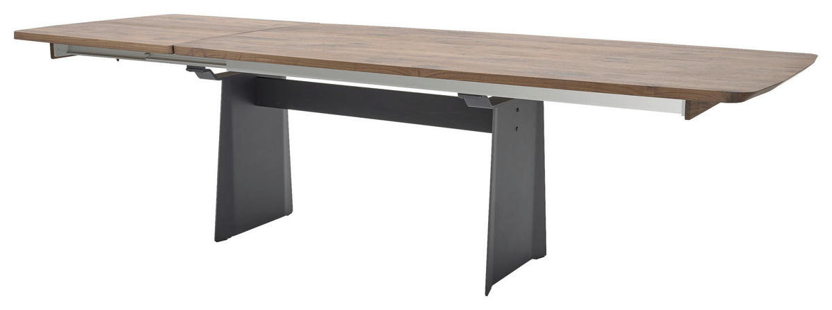 ESSTISCH Nussbaumfarben bootsförmig  ausziehbar, in verschiedenen Größen erhältlich, in verschiedenen Holzarten erhältlich  - Nussbaumfarben/Schwarz, Design, Holz/Metall (200-280/100/76cm) - Musterring