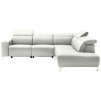 ECKSOFA Weiß Echtleder  - Chromfarben/Weiß, Design, Leder/Metall (290/223cm) - Pure Home Lifestyle