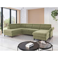 WOHNLANDSCHAFT GLENDALE E in Flachgewebe Hellgrün  - Schwarz/Hellgrün, KONVENTIONELL, Textil/Metall (193/321/166cm) - Sit & More