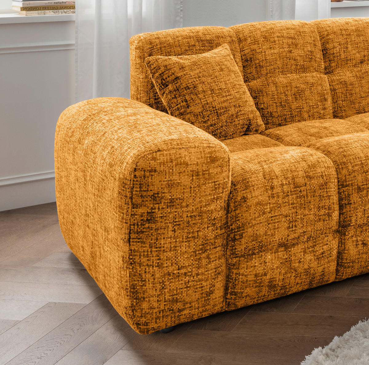 ECKSOFA Bosco Goldfarben Struktur  - Goldfarben/Schwarz, MODERN, Kunststoff/Textil (301/152cm) - Livetastic