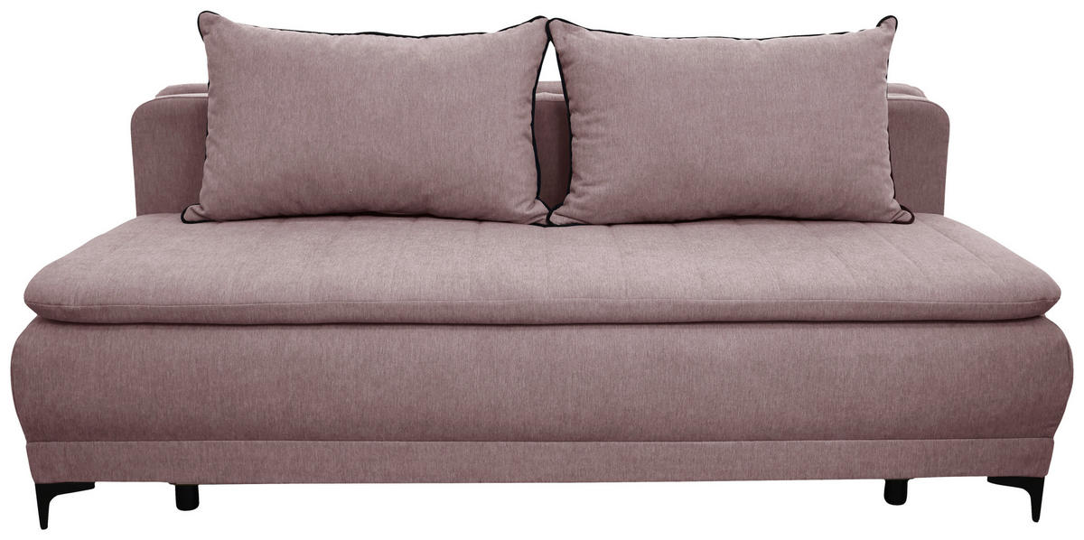 SCHLAFSOFA  mit Liegefunktion Flachgewebe Rosa  - Schwarz/Rosa, Basics, Textil/Metall (202/98/78cm) - Livetastic