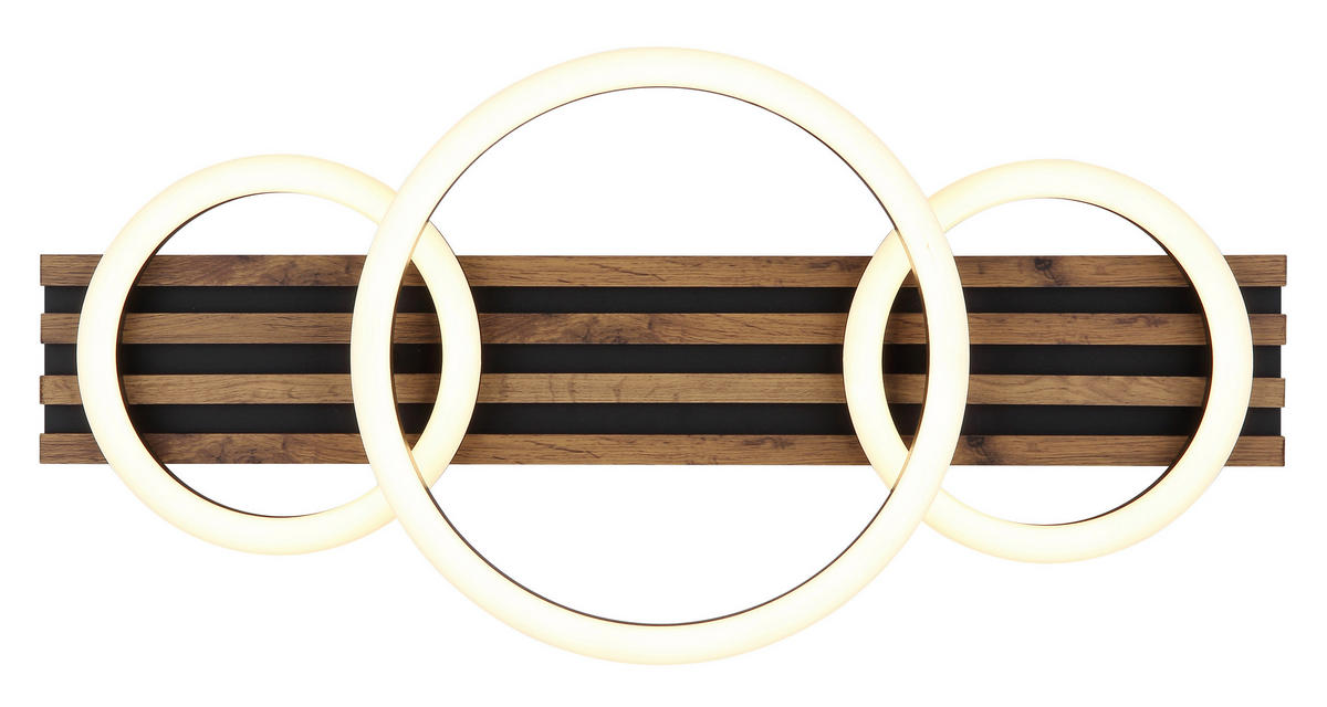 LED-DECKENLEUCHTE 30/9,5 cm   - Dunkelbraun/Schwarz, Natur, Holzwerkstoff/Kunststoff (30/9,5cm) - Globo