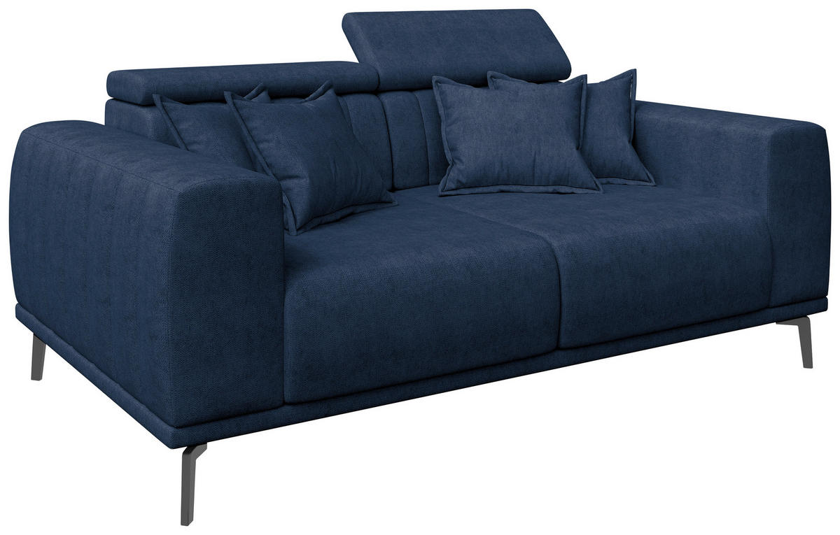 2-SITZER-SOFA Webstoff Dunkelblau  - Schwarz/Dunkelblau, KONVENTIONELL, Textil/Metall (200/80/110cm) - Carryhome