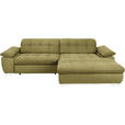 ECKSOFA  in Mikrofaser Grün Rücken echt, Kopfteilverstellung  265/180 cm  - Chromfarben/Grün, Design, Textil/Metall (265/180cm) - Carryhome