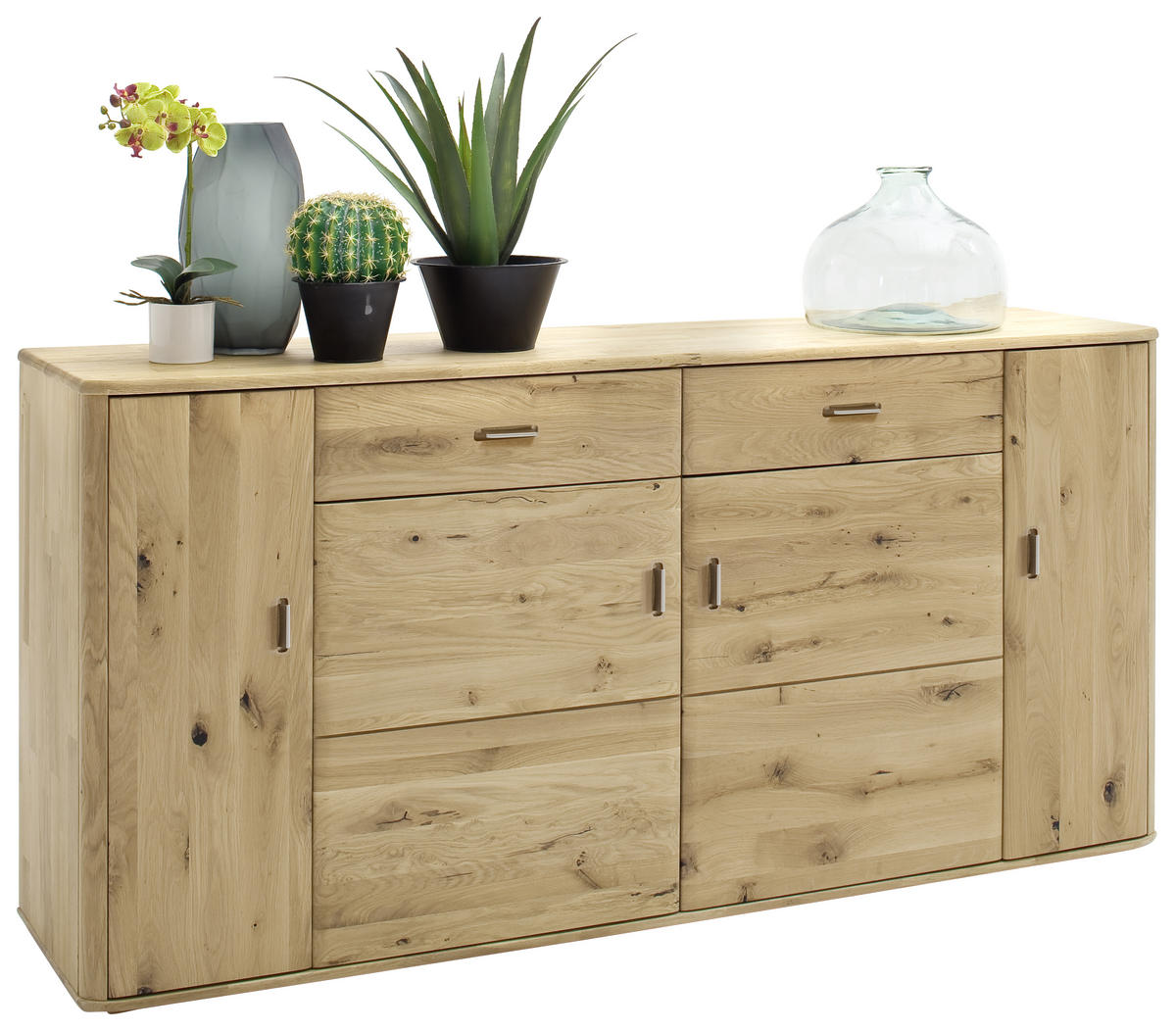 SIDEBOARD 186/90/44 cm  in Eichefarben  - Eichefarben/Silberfarben, Design, Holz/Metall (186/90/44cm) - Livetastic