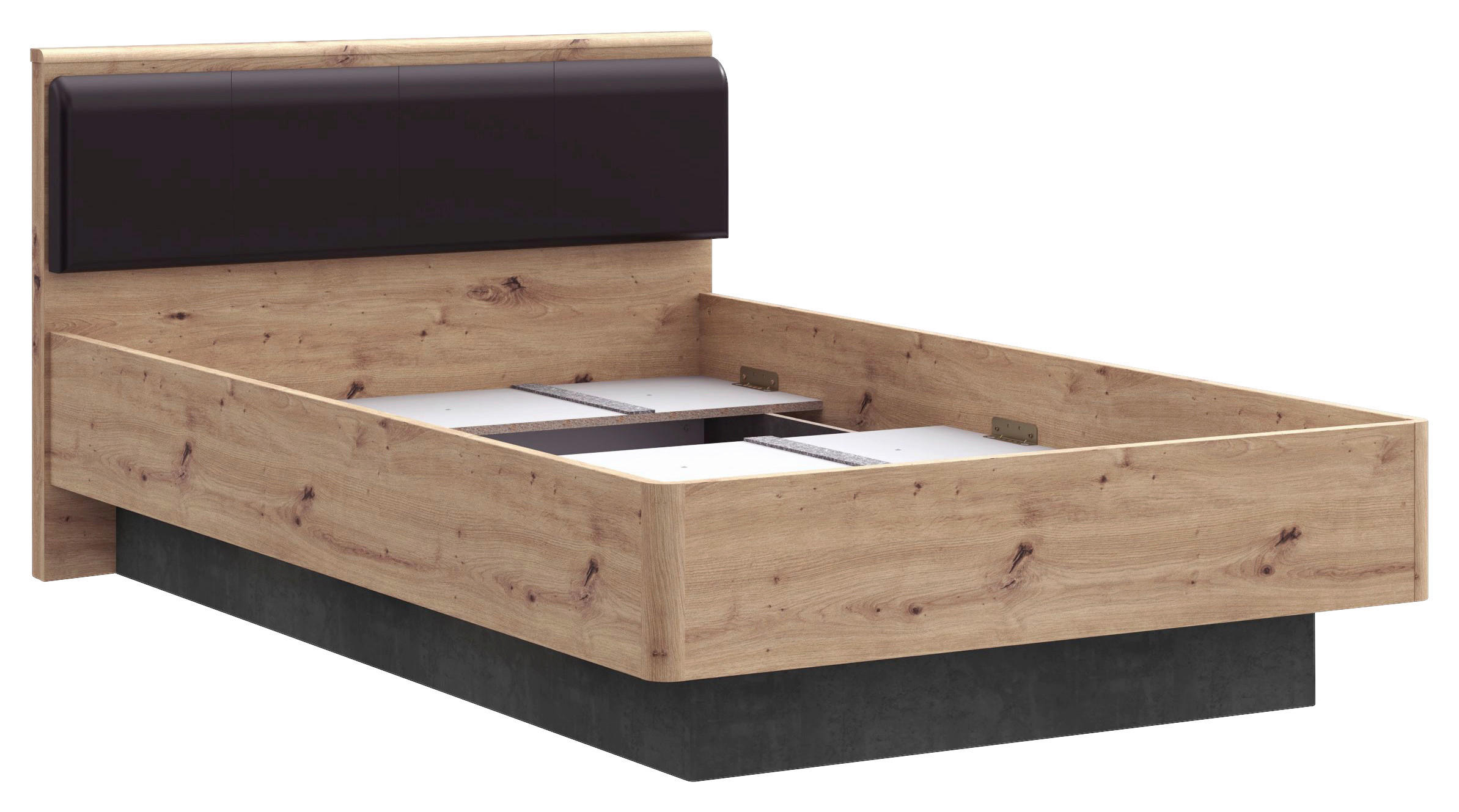 BETT 120/200 cm Schwarz, Dunkelgrau, Eiche Artisan  - Dunkelgrau/Schwarz, Design (120/200cm) - Carryhome