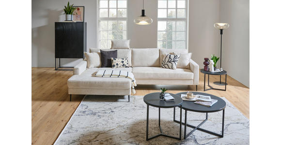 ECKSOFA Creme Cord  - Creme/Schwarz, KONVENTIONELL, Textil/Metall (173/276cm) - Carryhome