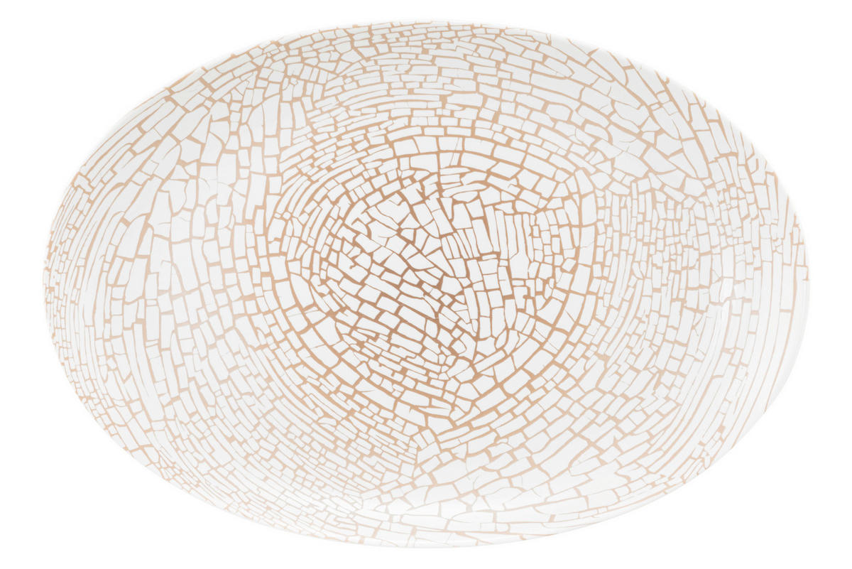 SERVIRNI KROŽNIK  Liberty Krakelee      35/24/1 cm    - bela/barve brona, Basics, keramika (35/24/1cm) - Seltmann Weiden