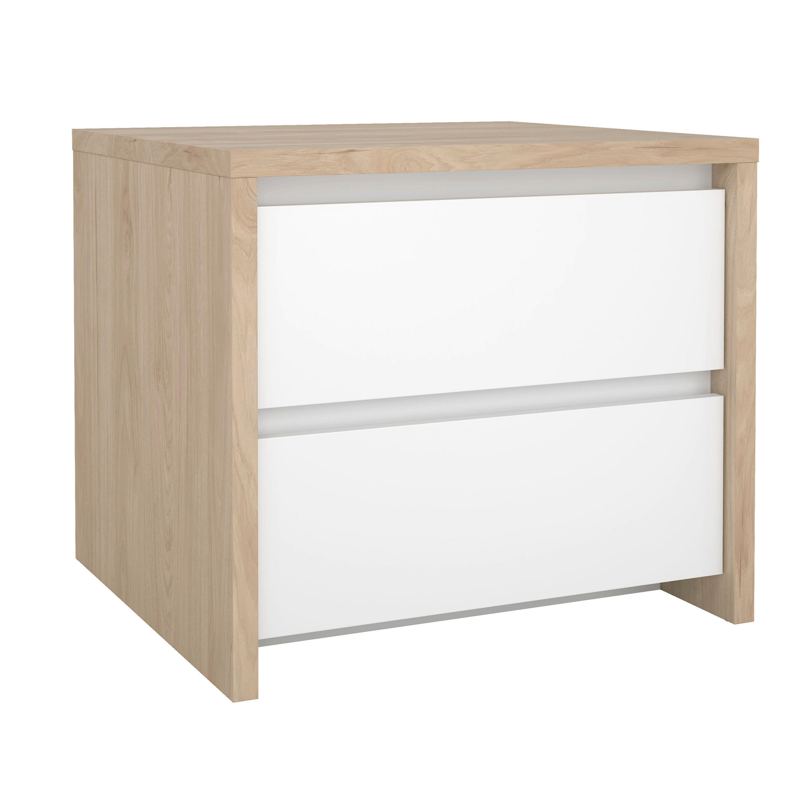 NACHTSCHRANK 52/45/48 cm  - Eichefarben/Weiß Hochglanz, KONVENTIONELL, Holzwerkstoff (52/45/48cm) - Boxxx