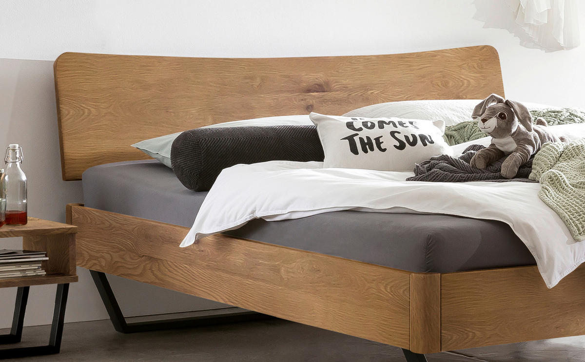 BETT 140/200 cm  in Anthrazit, Wildeiche  - Wildeiche/Anthrazit, Design, Holz/Metall (140/200cm) - Hasena