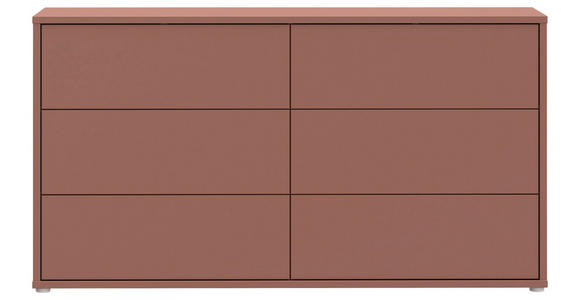 KOMMODE , 155/83/42 cm, 6 Schublade(n)  - Silberfarben/Terracotta, Trend, Holzwerkstoff/Kunststoff (155/83/42cm) - Carryhome