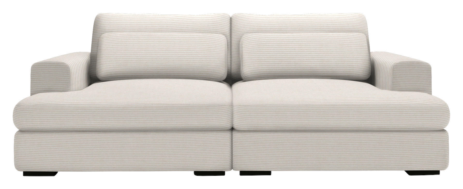 BIGSOFA in Cord Ecru  - Ecru/Schwarz, Design, Textil (223/80/158cm) - Lomoco