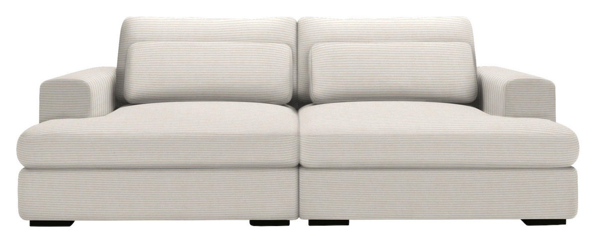 BIGSOFA in Cord Ecru  - Ecru/Schwarz, Design, Textil (223/80/158cm) - Lomoco