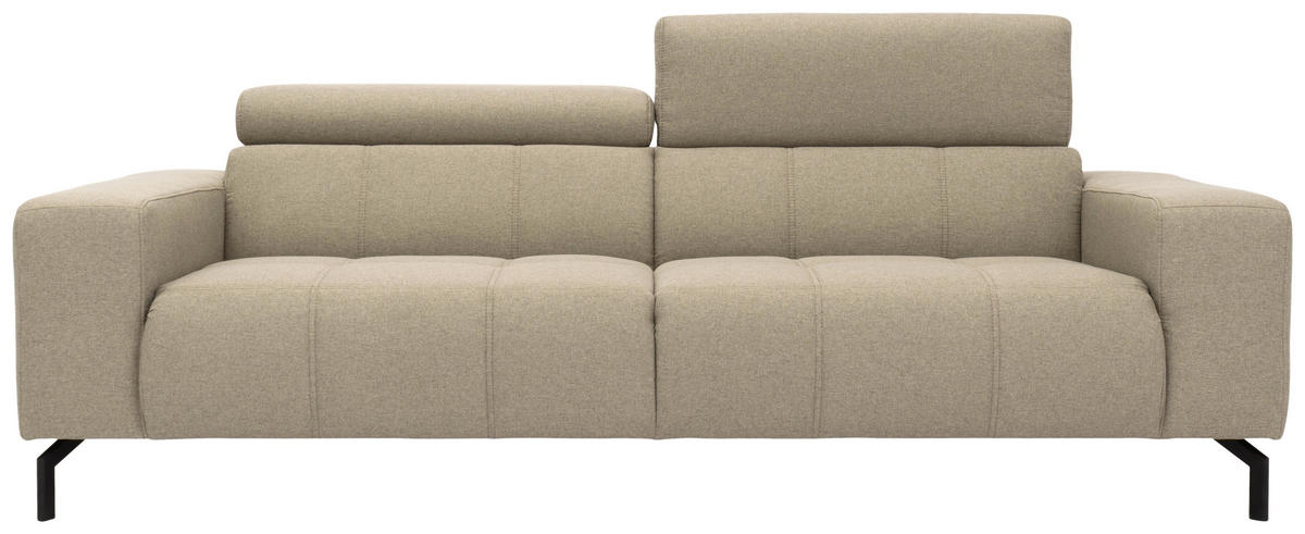 3-SITZER-SOFA in Webstoff Schlammfarben  - Schlammfarben/Schwarz, Design, Textil/Metall (238/79/104cm) - MID.YOU