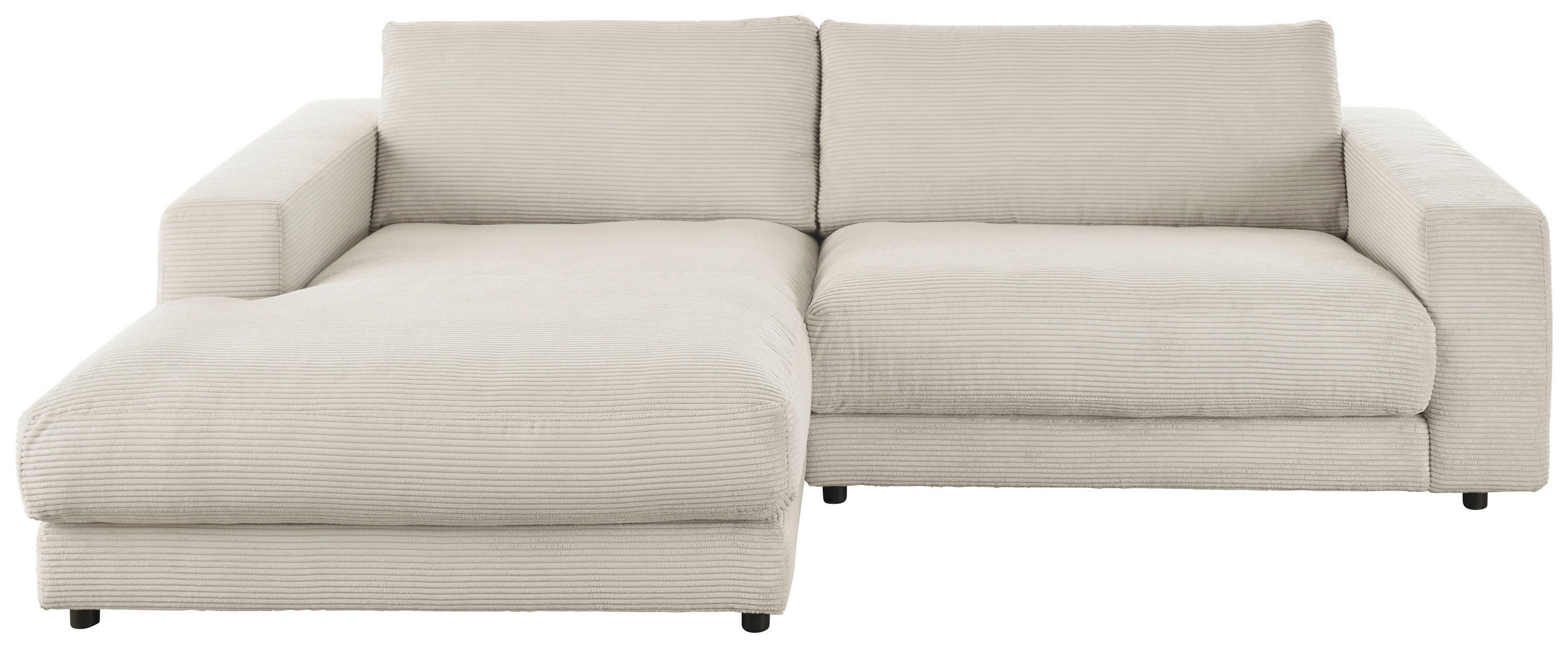 ECKSOFA Hellgrau Cord  - Hellgrau/Schwarz, Design, Kunststoff/Textil (190/250cm) - Pure Home Lifestyle