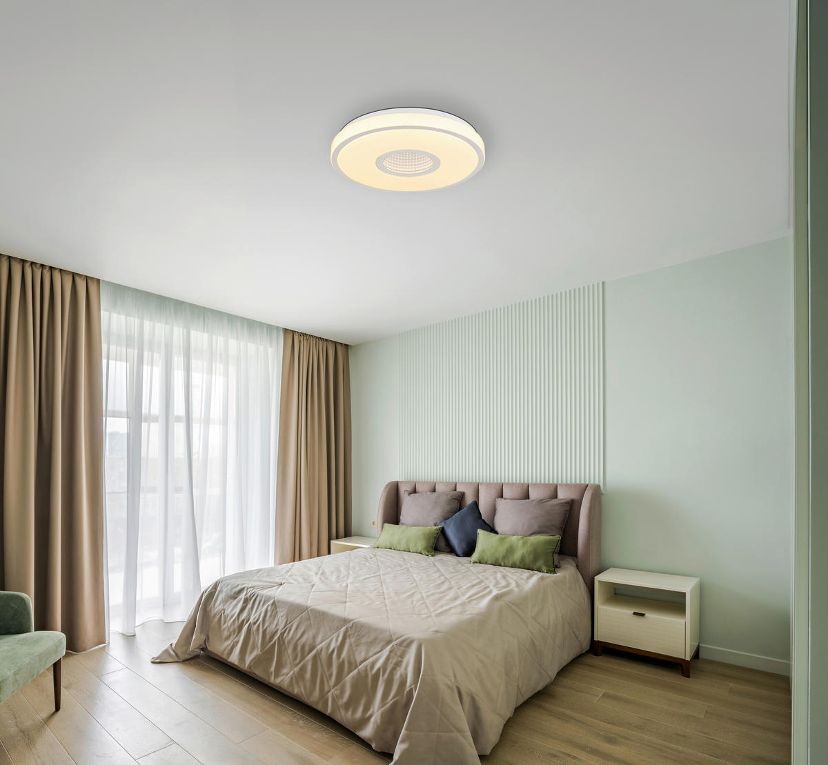 LED-DECKENLEUCHTE  38/6,5 cm    - Chromfarben/Weiss, Basics, Kunststoff/Metall (38/6,5cm) - Globo