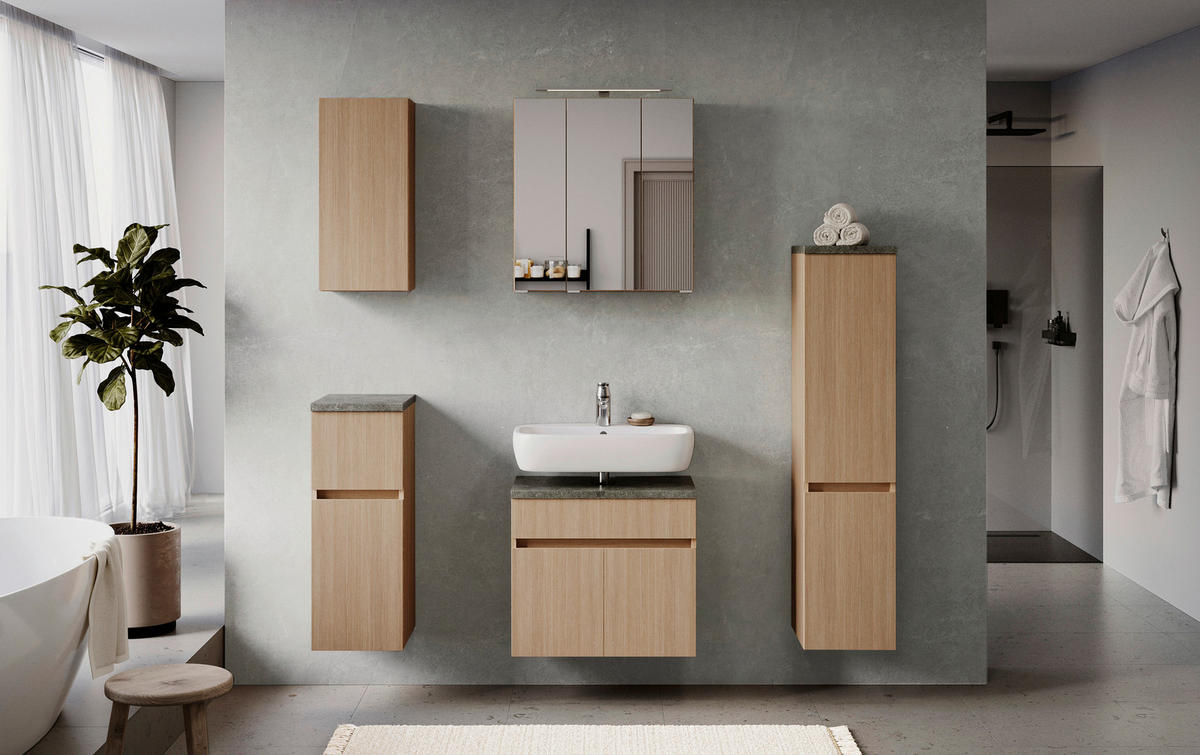 MIDISCHRANK 30/131/35 cm  - Sandfarben/Eichefarben, KONVENTIONELL, Holzwerkstoff/Kunststoff (30/131/35cm) - Xora