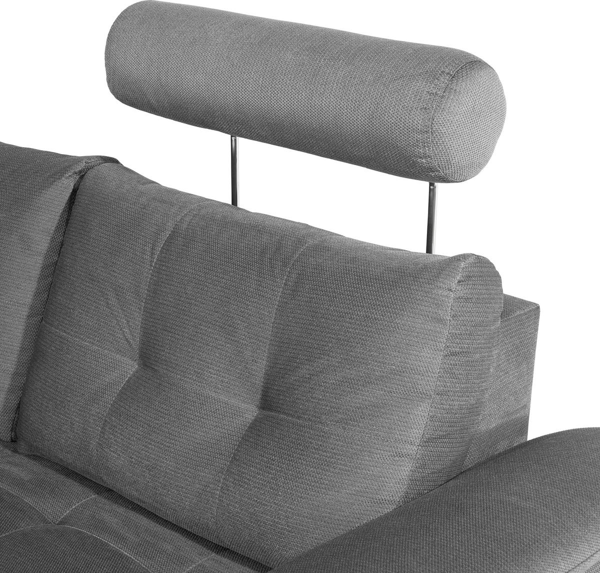 ECKSOFA in Webstoff Dunkelgrau  - Dunkelgrau/Dunkelbraun, Konventionell, Kunststoff/Textil (183/251cm) - Livetastic