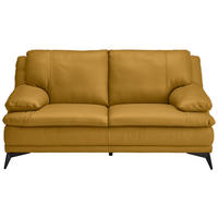 2-SITZER-SOFA Senfgelb Echtleder  - Senfgelb/Schwarz, Design, Leder/Metall (178/92/98cm) - Novel