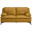 2-SITZER-SOFA Senfgelb Echtleder  - Senfgelb/Schwarz, Design, Leder/Metall (178/92/98cm) - Novel