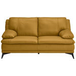 2-SITZER-SOFA Senfgelb Echtleder  - Senfgelb/Schwarz, Design, Leder/Metall (178/92/98cm) - Novel