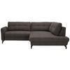 ECKSOFA  in Flachgewebe, Leinenoptik Braun  247/208 cm  - Schwarz/Braun, MODERN, Textil/Metall (247/208cm) - Xora