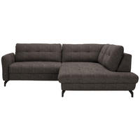 ECKSOFA  in Flachgewebe, Leinenoptik Braun  247/208 cm  - Schwarz/Braun, MODERN, Textil/Metall (247/208cm) - Xora