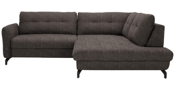 ECKSOFA  in Flachgewebe, Leinenoptik Braun  247/208 cm  - Schwarz/Braun, MODERN, Textil/Metall (247/208cm) - Xora