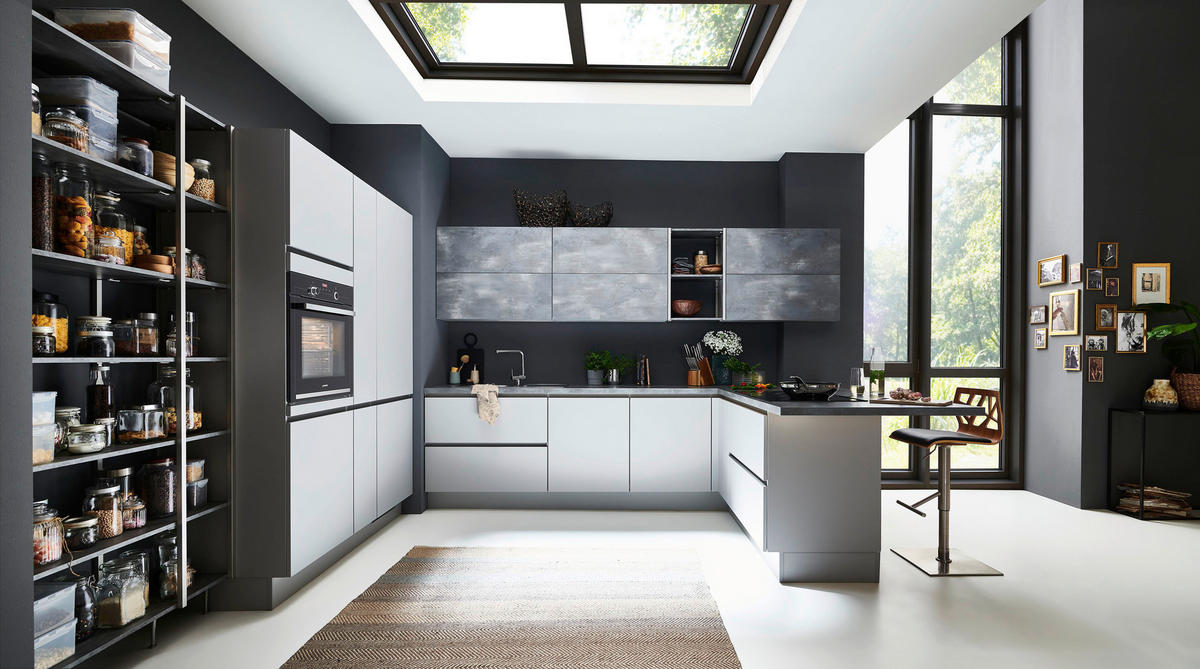 EINBAUKÜCHE   - Grau, Design, Holzwerkstoff - Celina