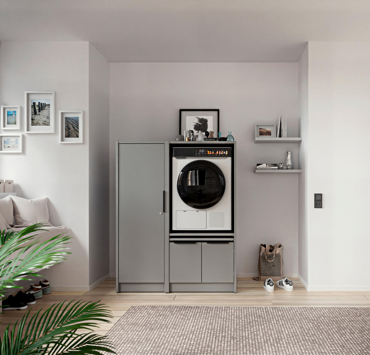 WASCHMASCHINENSCHRANK 70/150/68 cm  in Grau  - Schwarz/Grau, Basics, Holzwerkstoff/Kunststoff (70/150/68cm) - MID.YOU