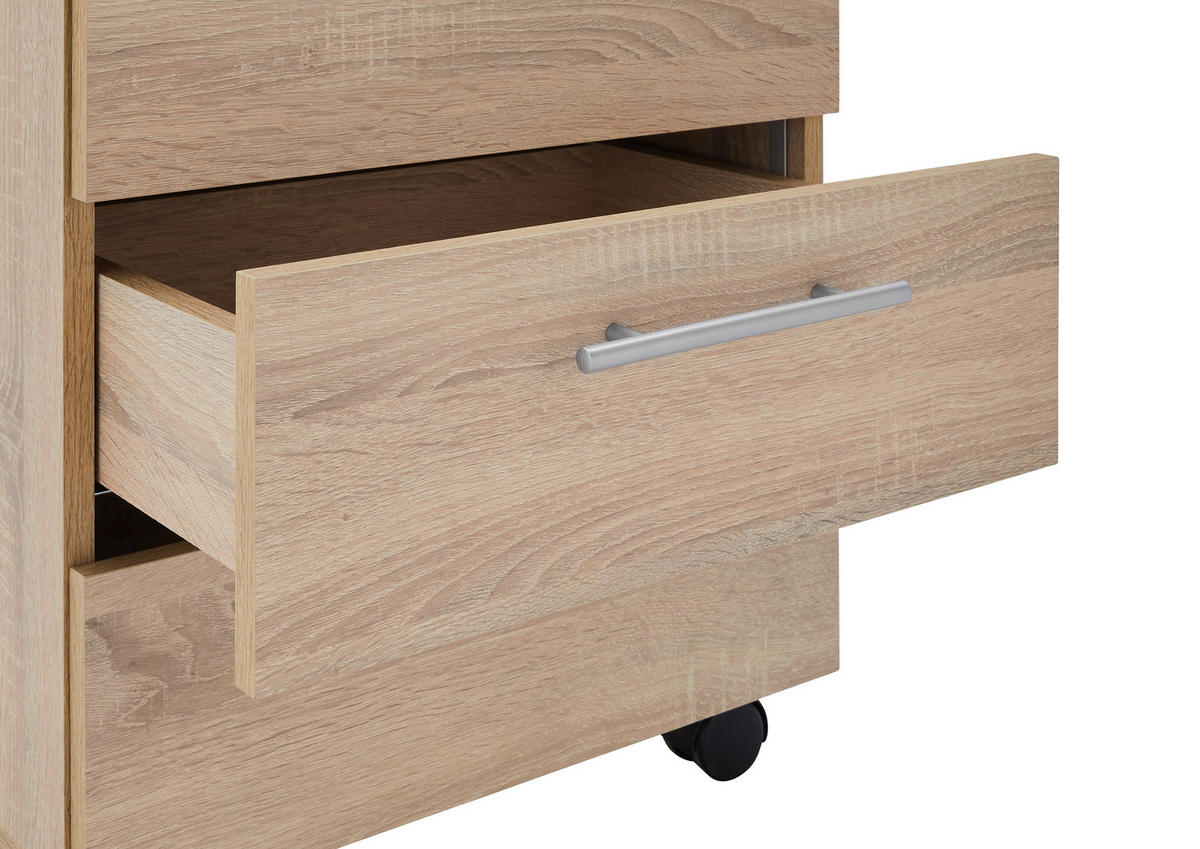 ROLLCONTAINER Sonoma Eiche  - Silberfarben/Sonoma Eiche, MODERN, Holzwerkstoff/Kunststoff (40/56/39cm) - Carryhome