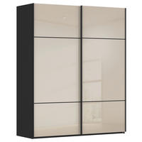 SCHWEBETÜRENSCHRANK Schwarz, Champagner  - Champagner/Schwarz, Konventionell, Glas/Holzwerkstoff (162/223/68cm) - Novel