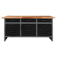 WERKBANK  - Anthrazit/Grau, Basics, Holz/Metall (160/85/60cm) - Ambia Garden