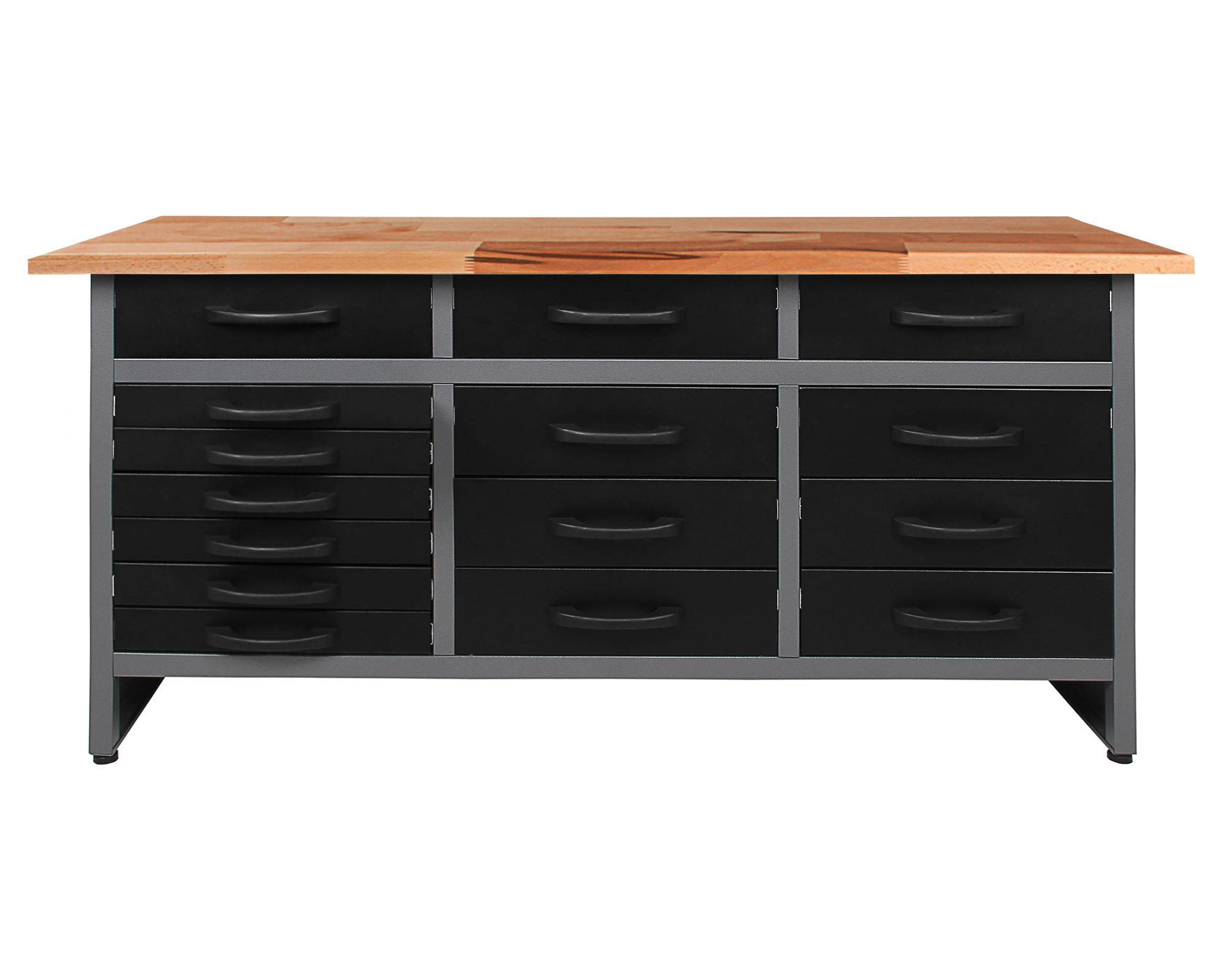 Werkbank Konny Echtholz/stahl Anthrazit/grau/buche B: 160 Cm