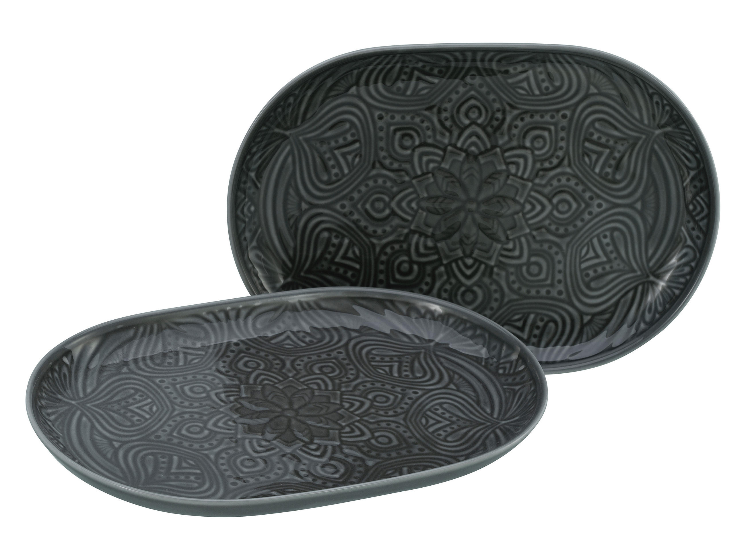 SERVIERPLATTEN-SET  - Dunkelgrau, Trend, Keramik - Creatable