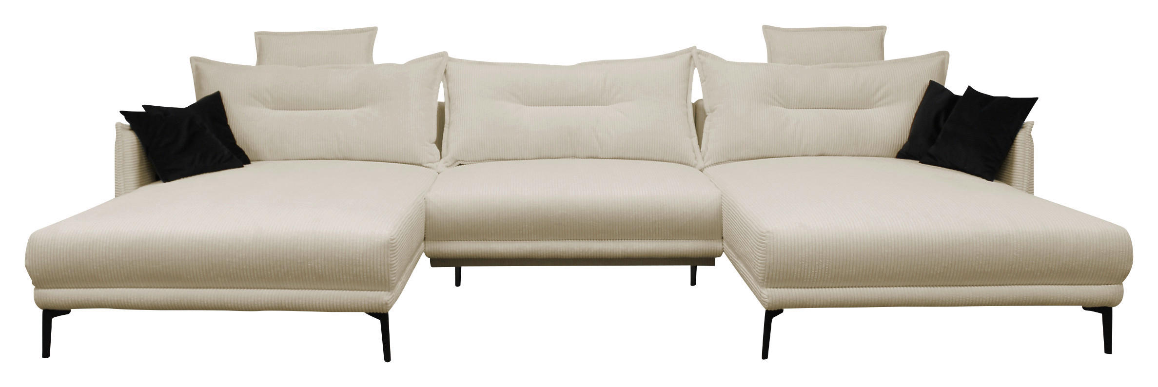 WOHNLANDSCHAFT NUOVO U Beige Cord  - Beige/Schwarz, Design, Textil/Metall (194/360/194cm) - MID.YOU