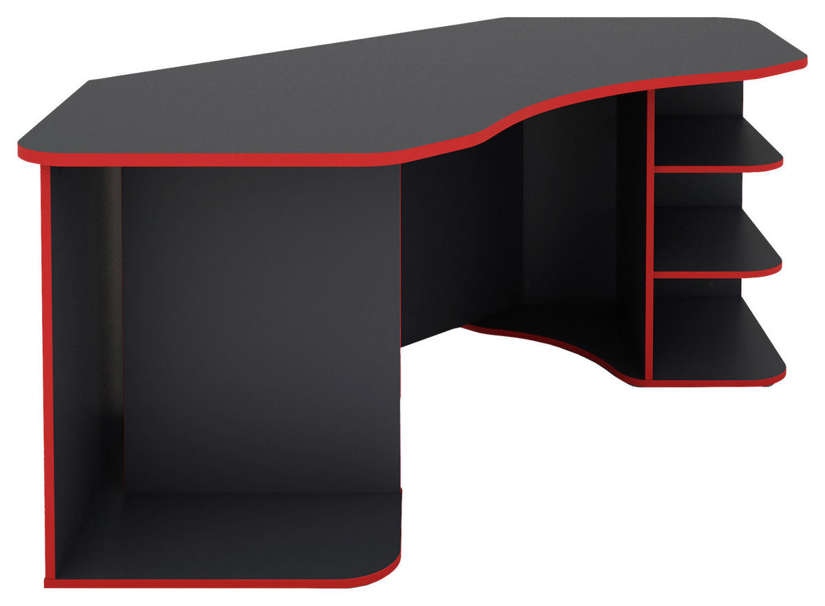 ECKSCHREIBTISCH 198,2/85/76 cm  in Anthrazit, Rot  - Anthrazit/Rot, MODERN, Holzwerkstoff (198,2/85/76cm) - MID.YOU