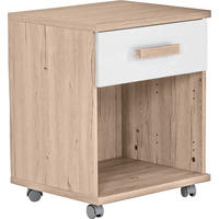 KONTAJNER NA KOLIESKACH  - biela/farba duba, Design, kompozitné drevo/plast (46/58/40cm) - MID.YOU