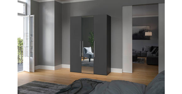DREHTÜRENSCHRANK  in Anthrazit, Schwarz  - Edelstahlfarben/Anthrazit, Design, Glas/Holzwerkstoff (152/195/59cm) - Carryhome