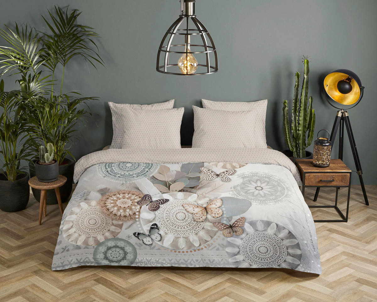 WENDEBETTWÄSCHE 2-teilig HIP Satin 140/200 cm  - Greige/Perlmutt, Basics, Textil (140/200cm)