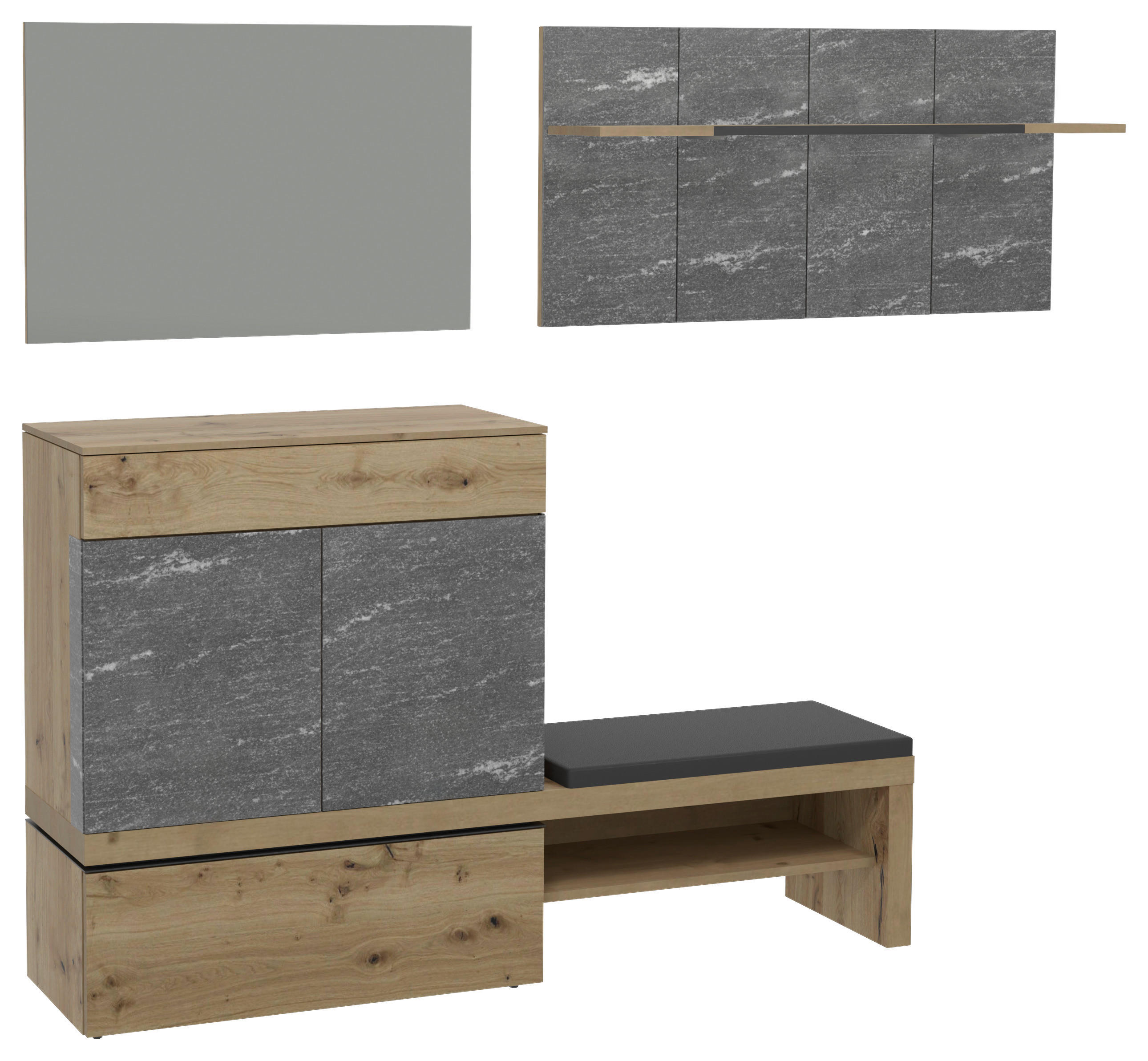 GARDEROBE  in 240/195/42,8 cm  - Eichefarben/Grau, Natur, Holz/Textil (240/195/42,8cm) - Voglauer