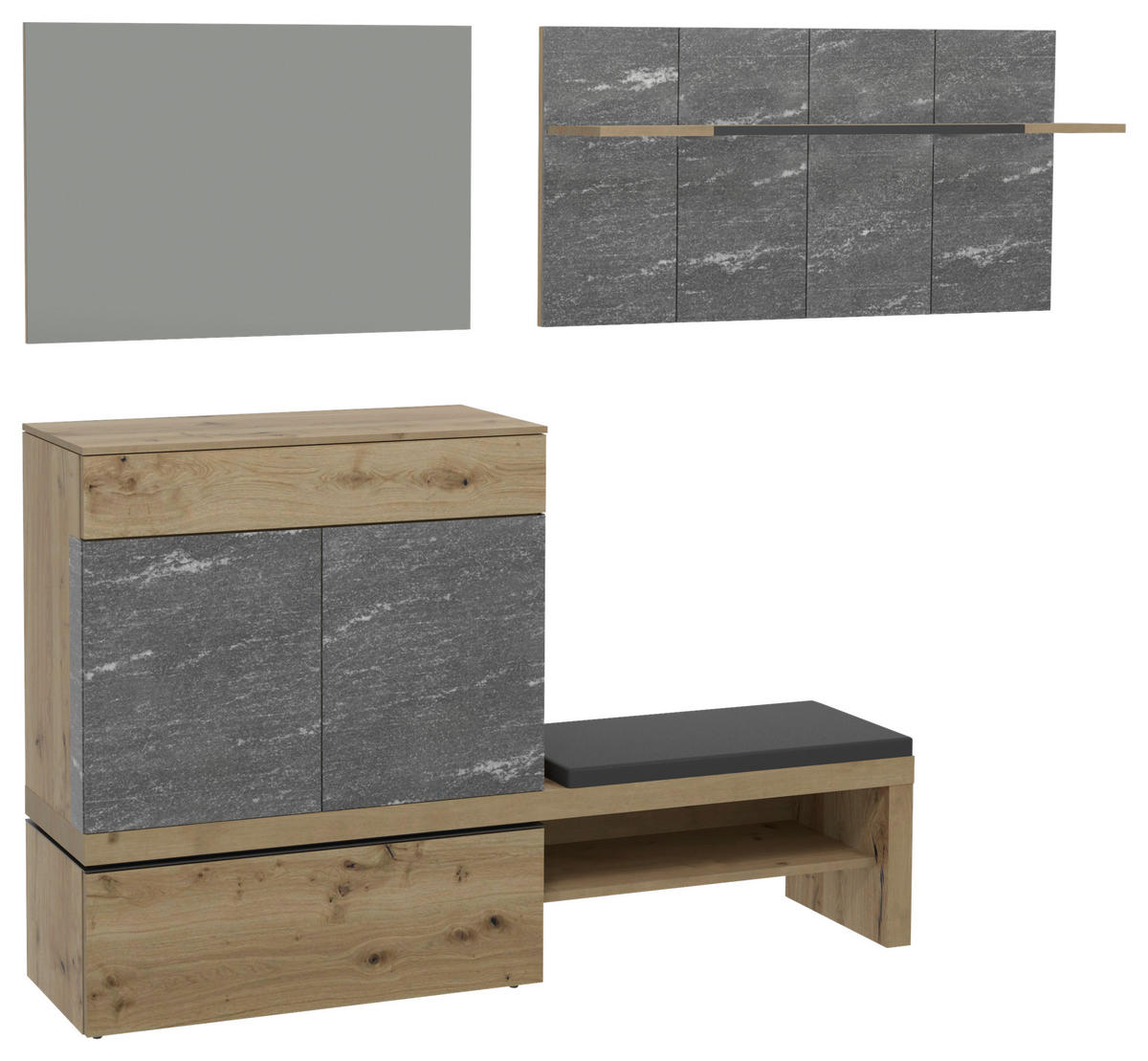 GARDEROBE  in 240/195/42,8 cm  - Eichefarben/Grau, Natur, Holz/Textil (240/195/42,8cm) - Voglauer