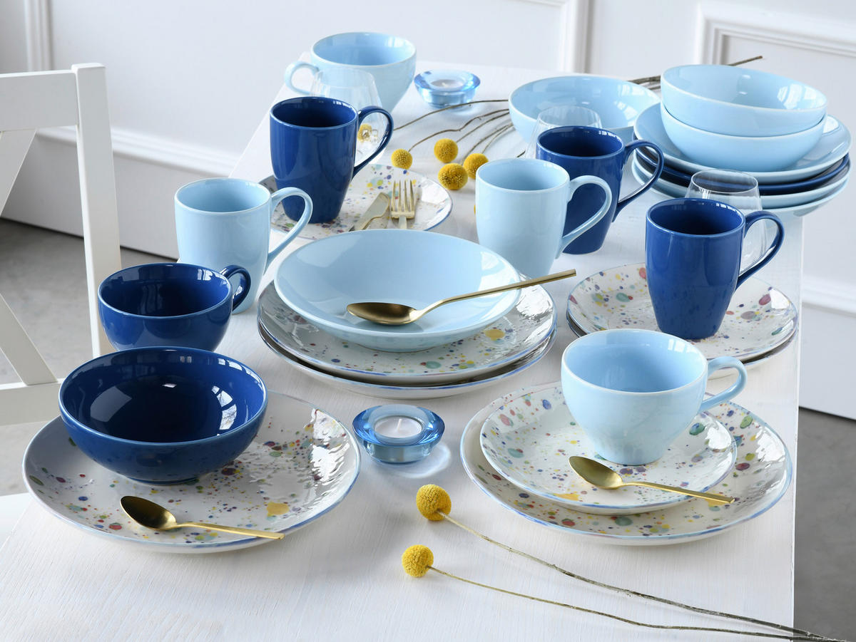 KOMBISERVICE Candy Drops Mix 16-teilig  - Blau/Pastellblau, Basics, Keramik (35/34/34cm) - Creatable