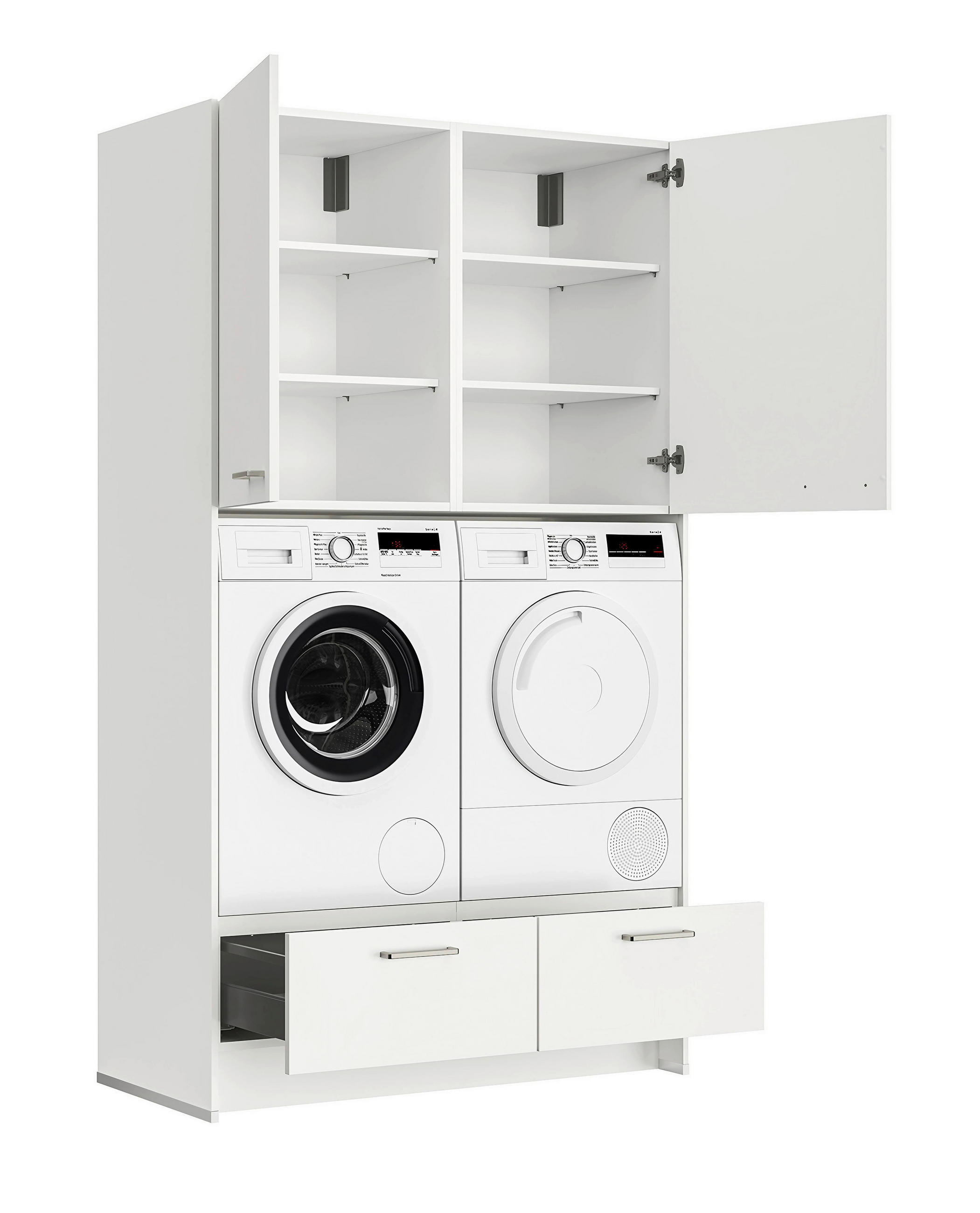 WASCHMASCHINENSCHRANK 123,2/216,6/58,3 cm  in Weiß  - Edelstahlfarben/Weiß, MODERN, Holzwerkstoff/Metall (123,2/216,6/58,3cm) - Nobilia
