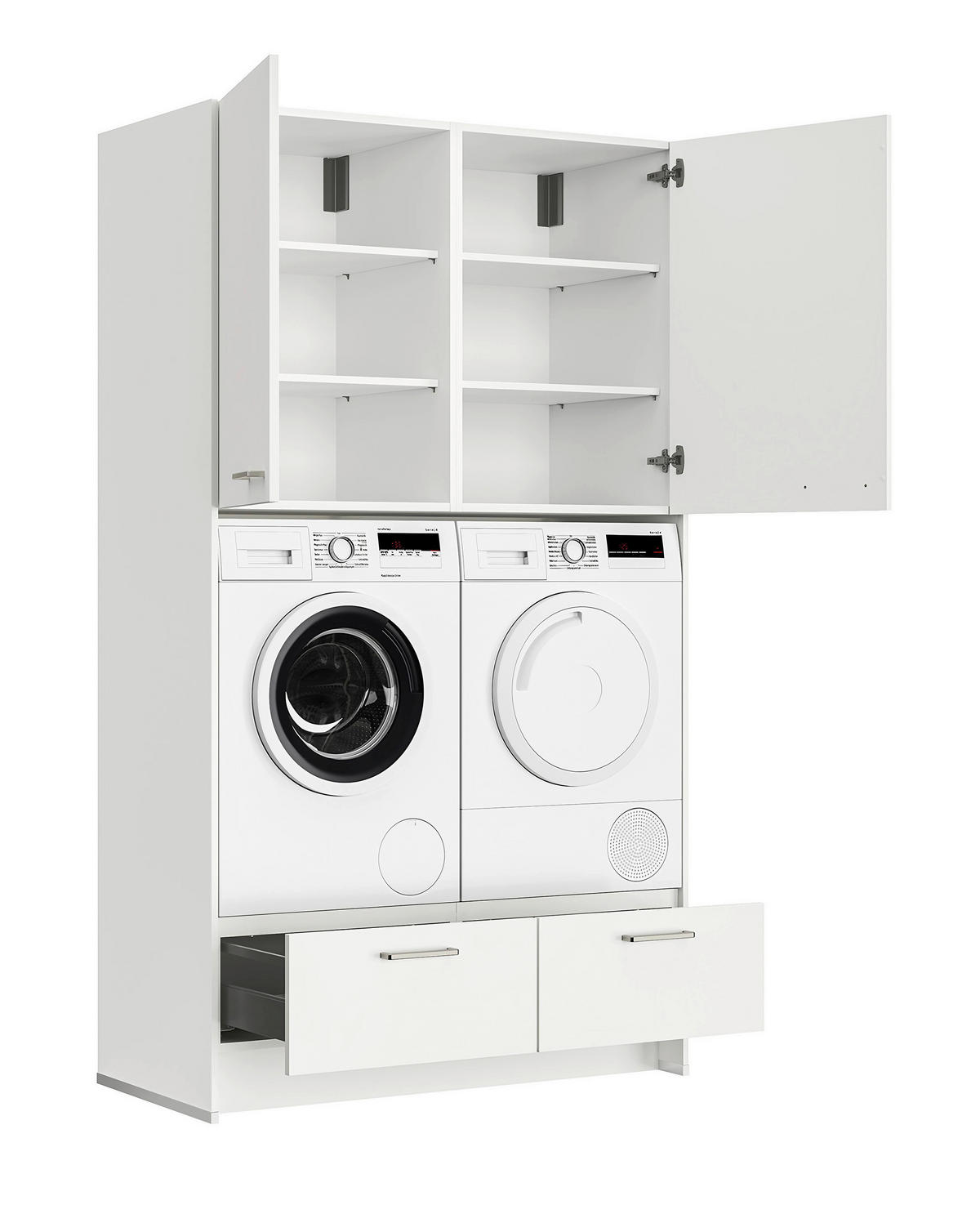 WASCHMASCHINENSCHRANK 123,2/216,6/58,3 cm  in Weiß  - Edelstahlfarben/Weiß, MODERN, Holzwerkstoff/Metall (123,2/216,6/58,3cm) - Nobilia